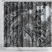 Pacific Beauty Girl Shower Curtain Black Polyneisan Tribal Vintage Motif