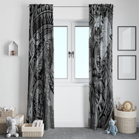 Pacific Beauty Girl Window Curtain Black Polyneisan Tribal Vintage Motif