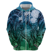 Pacific Beauty Girl Hoodie Blue Polyneisan Tribal Vintage Motif LT9 - Polynesian Pride