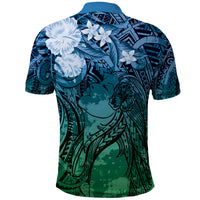 Pacific Beauty Girl Polo Shirt Blue Polyneisan Tribal Vintage Motif