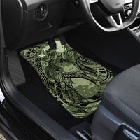 Pacific Beauty Girl Car Mats Green Polyneisan Tribal Vintage Motif