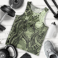 Pacific Beauty Girl Men Tank Top Green Polyneisan Tribal Vintage Motif