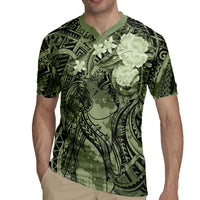 Pacific Beauty Girl Rugby Jersey Green Polyneisan Tribal Vintage Motif