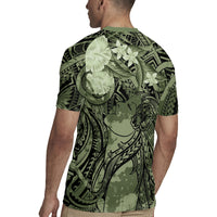 Pacific Beauty Girl Rugby Jersey Green Polyneisan Tribal Vintage Motif