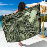 Pacific Beauty Girl Sarong Green Polyneisan Tribal Vintage Motif LT9 One Size 44 x 66 inches Green - Polynesian Pride
