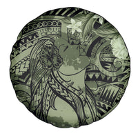Pacific Beauty Girl Spare Tire Cover Green Polyneisan Tribal Vintage Motif LT9 - Polynesian Pride