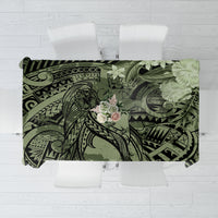 Pacific Beauty Girl Tablecloth Green Polyneisan Tribal Vintage Motif LT9 Green - Polynesian Pride