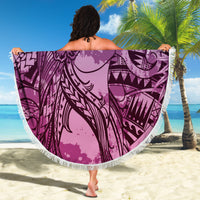Pacific Beauty Girl Beach Blanket Pink Polyneisan Tribal Vintage Motif