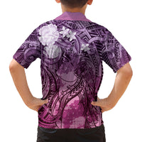 Pacific Beauty Girl Family Matching Tank Maxi Dress and Hawaiian Shirt Pink Polyneisan Tribal Vintage Motif