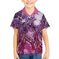 Pacific Beauty Girl Hawaiian Shirt Pink Polyneisan Tribal Vintage Motif LT9 - Polynesian Pride