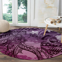 Pacific Beauty Girl Round Carpet Pink Polyneisan Tribal Vintage Motif LT9 - Polynesian Pride