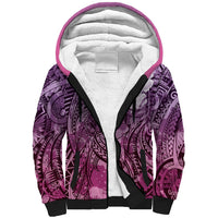 Pacific Beauty Girl Sherpa Hoodie Pink Polyneisan Tribal Vintage Motif