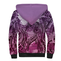 Pacific Beauty Girl Sherpa Hoodie Pink Polyneisan Tribal Vintage Motif