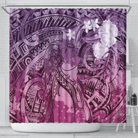 Pacific Beauty Girl Shower Curtain Pink Polyneisan Tribal Vintage Motif