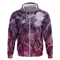 Pacific Beauty Girl Zip Hoodie Pink Polyneisan Tribal Vintage Motif
