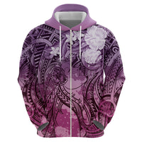 Pacific Beauty Girl Zip Hoodie Pink Polyneisan Tribal Vintage Motif