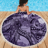 Pacific Beauty Girl Beach Blanket Violet Polyneisan Tribal Vintage Motif