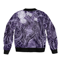 Pacific Beauty Girl Bomber Jacket Violet Polyneisan Tribal Vintage Motif
