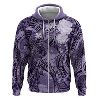 Pacific Beauty Girl Hoodie Violet Polyneisan Tribal Vintage Motif LT9 Zip Hoodie Violet - Polynesian Pride