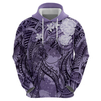 Pacific Beauty Girl Hoodie Violet Polyneisan Tribal Vintage Motif LT9 - Polynesian Pride