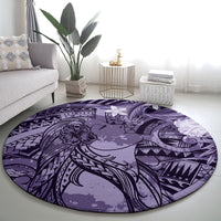 Pacific Beauty Girl Round Carpet Violet Polyneisan Tribal Vintage Motif LT9 - Polynesian Pride