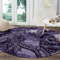 Pacific Beauty Girl Round Carpet Violet Polyneisan Tribal Vintage Motif LT9 - Polynesian Pride