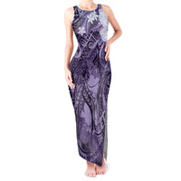 Pacific Beauty Girl Tank Maxi Dress Violet Polyneisan Tribal Vintage Motif LT9 Women Violet - Polynesian Pride
