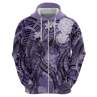 Pacific Beauty Girl Zip Hoodie Violet Polyneisan Tribal Vintage Motif