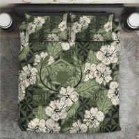Tongan Kupesi Ngatu Hibiscus Vintage Motif Bedding Set LT9 Green - Polynesian Pride