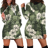 Tongan Kupesi Ngatu Hibiscus Vintage Motif Hoodie Dress