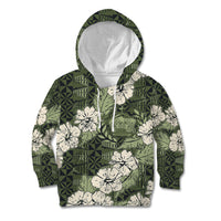 Tongan Kupesi Ngatu Hibiscus Vintage Motif Kid Hoodie LT9 Hoodie Green - Polynesian Pride