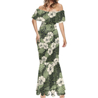 Tongan Kupesi Ngatu Hibiscus Vintage Motif Mermaid Dress LT9 - Polynesian Pride