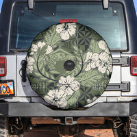 Tongan Kupesi Ngatu Hibiscus Vintage Motif Spare Tire Cover LT9 Green - Polynesian Pride