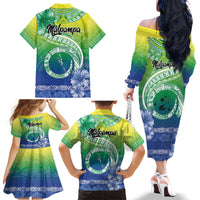 Malpampa Vanuatu Family Matching Off The Shoulder Long Sleeve Dress and Hawaiian Shirt Hibiscus Sand Drawing with Pacific Pattern