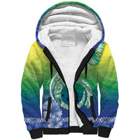 Malpampa Vanuatu Sherpa Hoodie Hibiscus Sand Drawing with Pacific Pattern