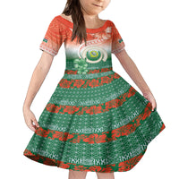 Penama Vanuatu Kid Short Sleeve Dress Hibiscus Sand Drawing with Pacific Pattern LT9 KID Red Art - Polynesian Pride