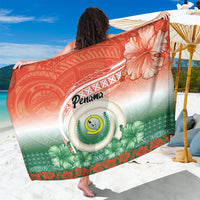 Penama Vanuatu Sarong Hibiscus Sand Drawing with Pacific Pattern LT9 One Size 44 x 66 inches Red Art - Polynesian Pride