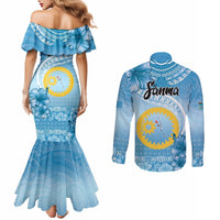 Sanma Vanuatu Couples Matching Mermaid Dress and Long Sleeve Button Shirt Hibiscus Sand Drawing with Pacific Pattern LT9 - Polynesian Pride