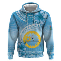 Sanma Vanuatu Hoodie Hibiscus Sand Drawing with Pacific Pattern LT9 Pullover Hoodie Blue Art - Polynesian Pride
