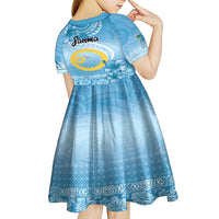 Sanma Vanuatu Kid Short Sleeve Dress Hibiscus Sand Drawing with Pacific Pattern LT9 - Polynesian Pride