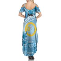 Sanma Vanuatu Summer Maxi Dress Hibiscus Sand Drawing with Pacific Pattern LT9 - Polynesian Pride