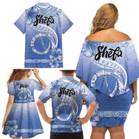 Shefa Vanuatu Family Matching Off Shoulder Short Dress and Hawaiian Shirt Hibiscus Sand Drawing with Pacific Pattern LT9 - Polynesian Pride