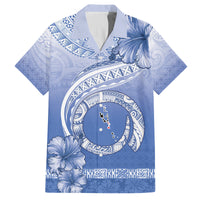 Shefa Vanuatu Family Matching Off Shoulder Short Dress and Hawaiian Shirt Hibiscus Sand Drawing with Pacific Pattern LT9 Dad's Shirt - Short Sleeve Blue Art - Polynesian Pride