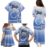 Shefa Vanuatu Family Matching Puletasi and Hawaiian Shirt Hibiscus Sand Drawing with Pacific Pattern