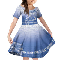 Shefa Vanuatu Family Matching Tank Maxi Dress and Hawaiian Shirt Hibiscus Sand Drawing with Pacific Pattern LT9 Daughter's Dress Blue Art - Polynesian Pride