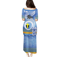 Tafea Vanuatu Puletasi Hibiscus Sand Drawing with Pacific Pattern LT9 - Polynesian Pride