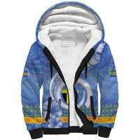 Tafea Vanuatu Sherpa Hoodie Hibiscus Sand Drawing with Pacific Pattern