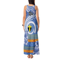 Tafea Vanuatu Tank Maxi Dress Hibiscus Sand Drawing with Pacific Pattern LT9 - Polynesian Pride