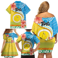 Torba Vanuatu Family Matching Off Shoulder Short Dress and Hawaiian Shirt Hibiscus Sand Drawing with Pacific Pattern LT9 - Polynesian Pride