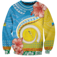 Torba Vanuatu Sweatshirt Hibiscus Sand Drawing with Pacific Pattern LT9 Unisex Green Gold - Polynesian Pride